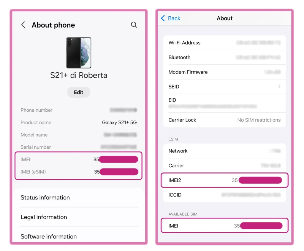 Codice IMEI - dove trovarlo