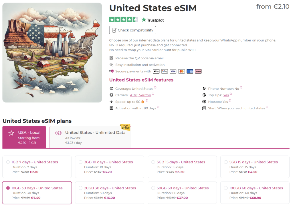 internet in the united states with esim.sm