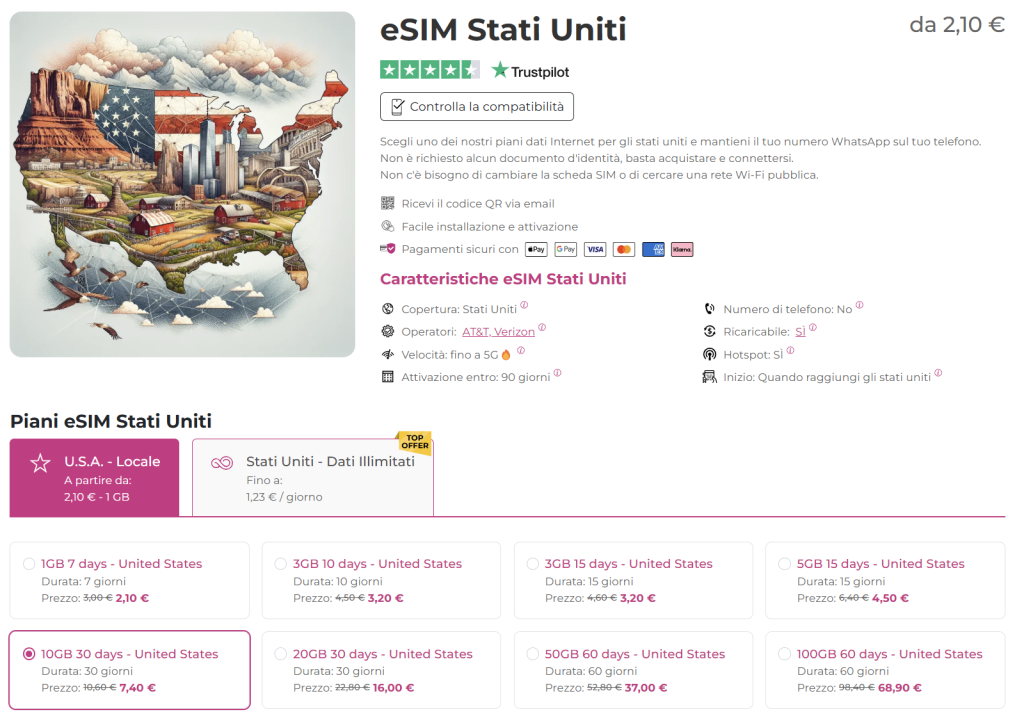 internet negli stati uniti con esim.sm