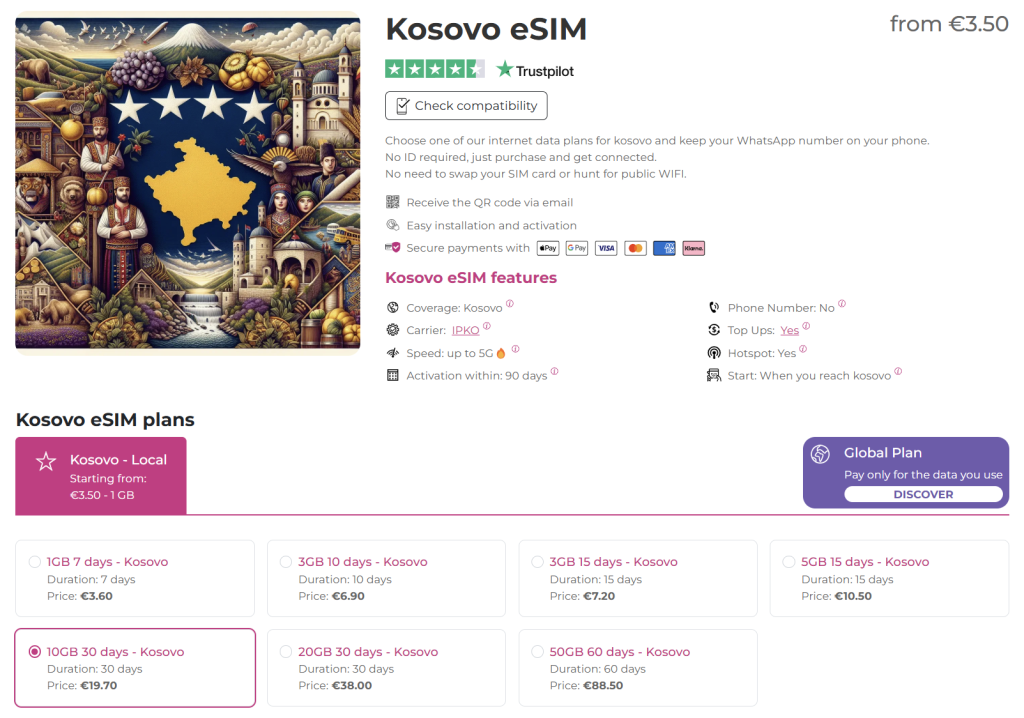 internet in kosovo with esim.sm