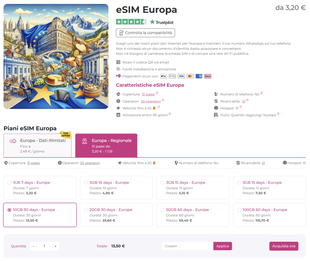 viaggio in europa ed internet all'estero con esim.sm