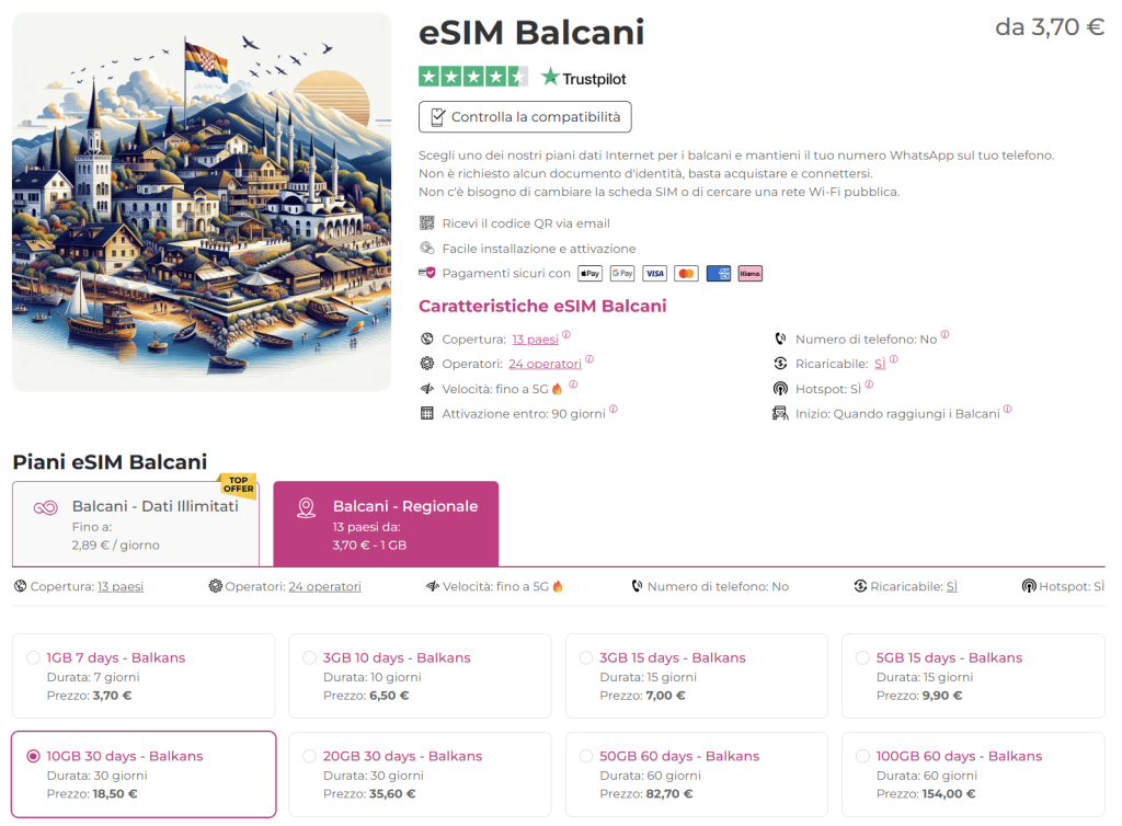esim Balcani - internet nei balcani