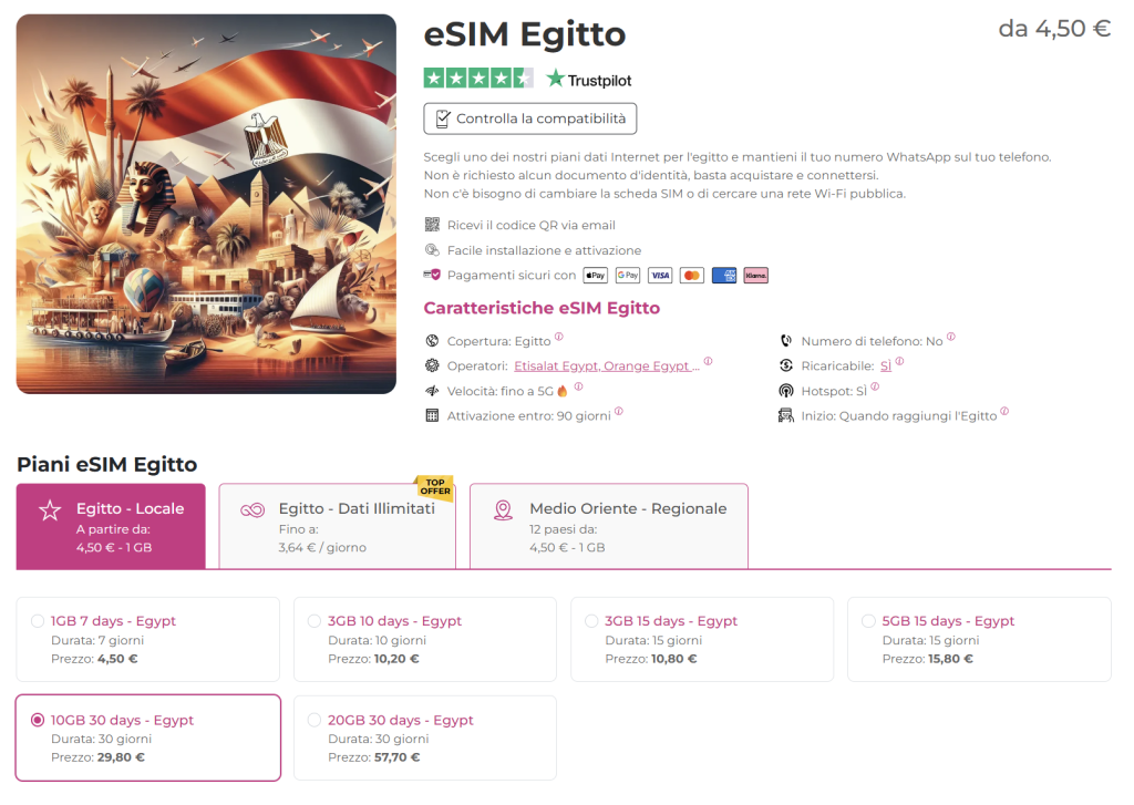 esim egitto