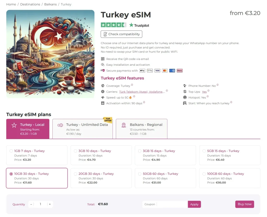 turkey esim with esim.sm