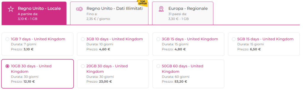 esim economica regno unito