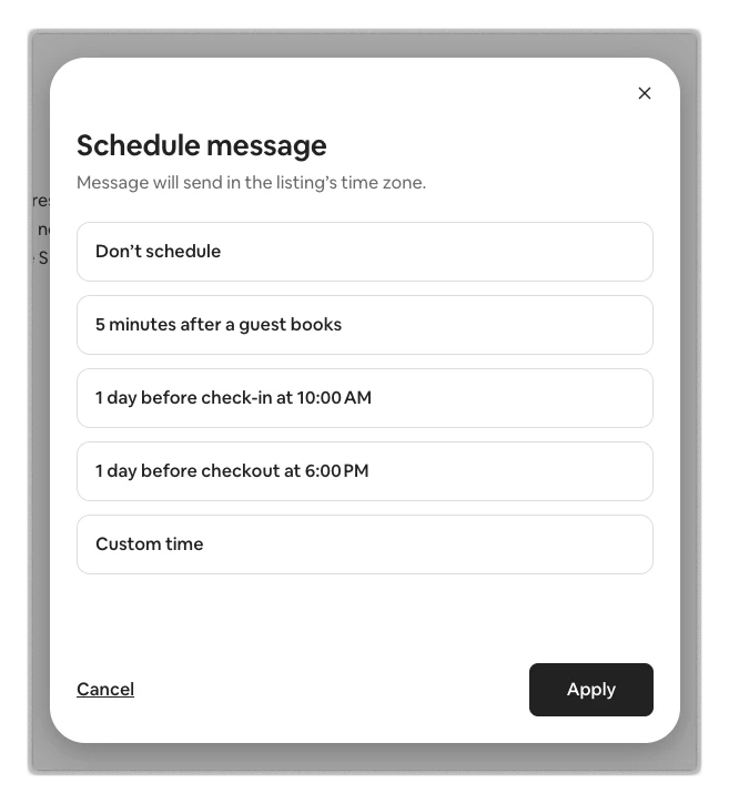 schedule a message on airbnb