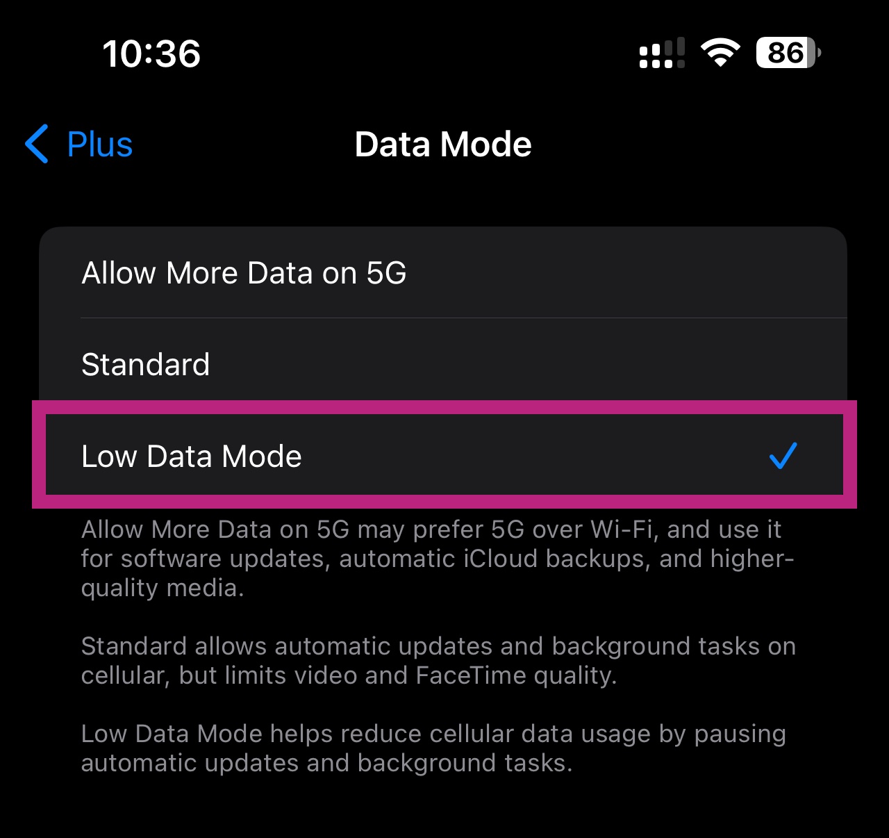 Low Data Mode